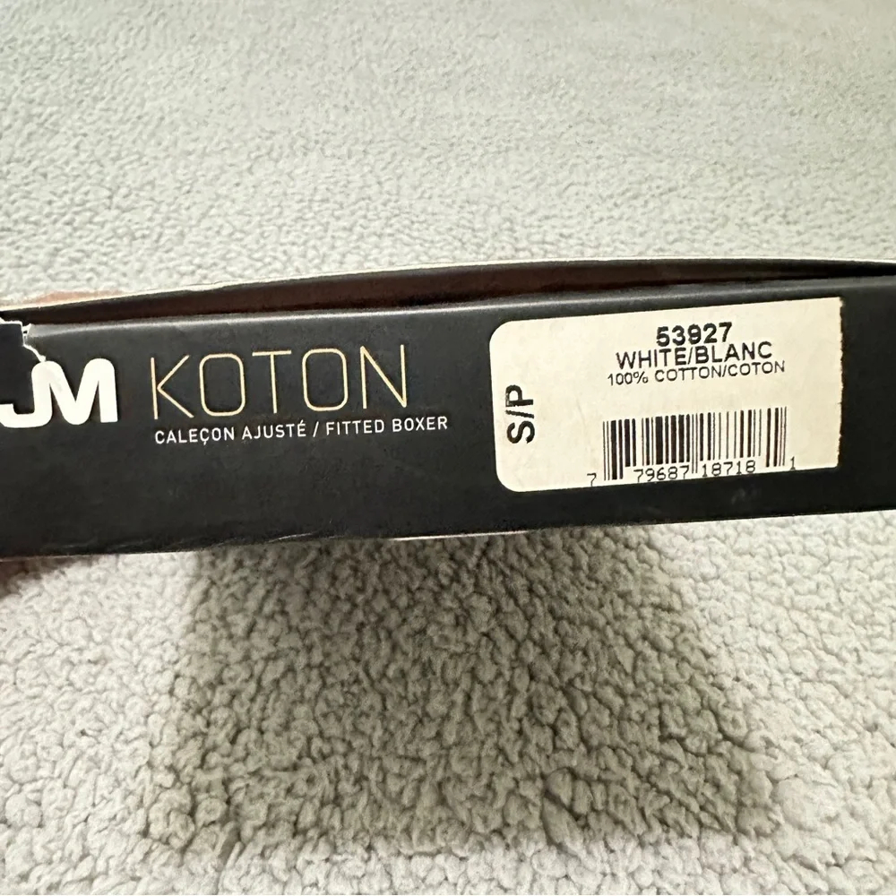 JM Koton Fitted Boxer White Size S /P 100% Cotton Underwear New in Box Canada